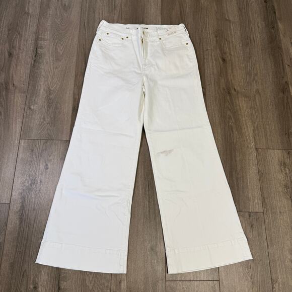 J.Crew '96 Denim Trouser Jean WMNS 30 White High Rise Wide Leg Stretchy Zip Fly - Picture 3 of 8